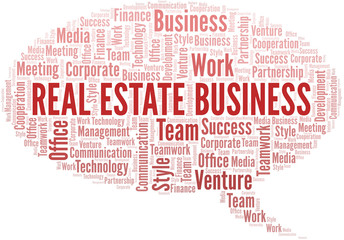 Real Estate Business word cloud. Collage made with text only.