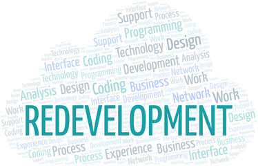 Redevelopment word cloud. Wordcloud made with text only.