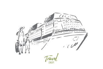 Cruise travel concept sketch. Isolated vector illustration