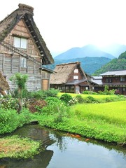 Fototapeta na wymiar 岐阜県、白川郷の風景、日本、世界遺産
