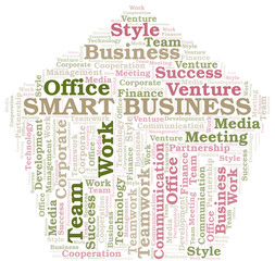Smart Business word cloud. Collage made with text only.