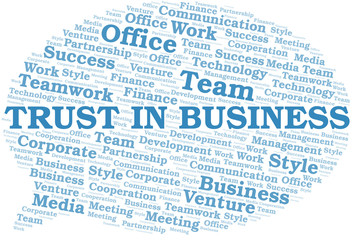Fototapeta premium Trust In Business word cloud. Collage made with text only.
