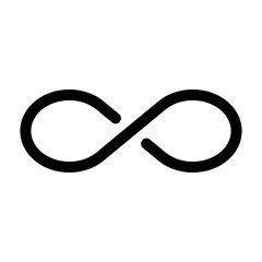 Black infinity symbol icon. Concept of infinite, limitless and endless. Simple flat vector design element