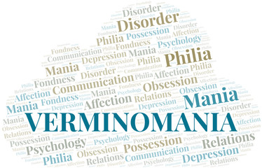 Obraz premium Verminomania word cloud. Type of mania, made with text only.