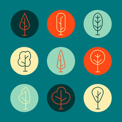 Tree icon illustration set