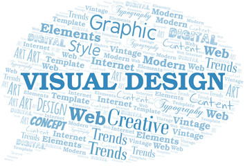 Visual Design word cloud. Wordcloud made with text only.