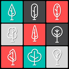 Tree icon illustration set