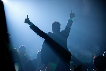 Powerful leader raise his thumbs up