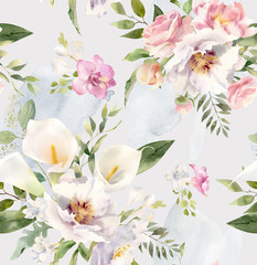 Watercolor floral repeated pattern