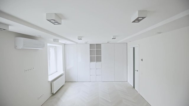 Empty white room and ceiling light