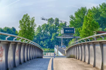 Deurstickers Brücke zum Binnenhafen und Strand in Recklinhausen © hespasoft