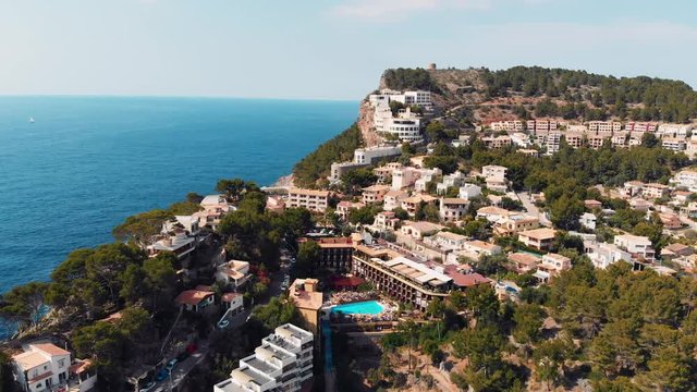 Hotels and Resorts in the Mountain, Beautiful Scenic View, Drone Aerial View.
