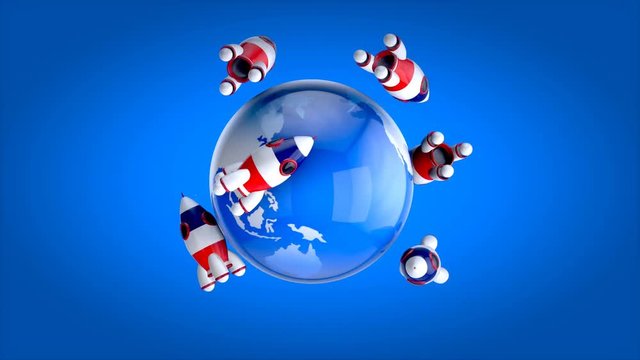 Rockets around the world - 3D Animation