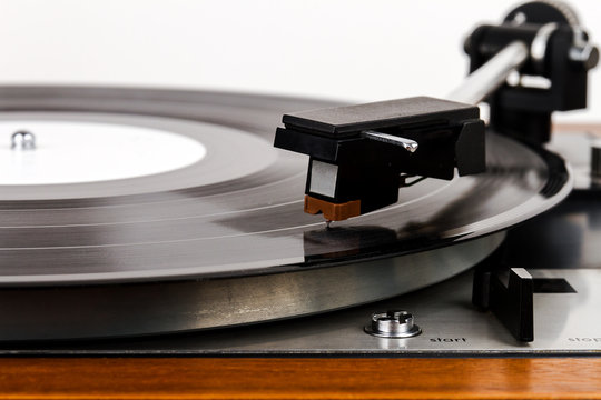 Close Up Of Turntable Needle On A Vinyl