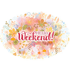 Hand drawn doodle and watercolor nature background