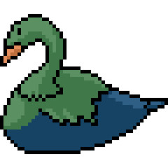 Fototapeta premium vector pixel art green duck
