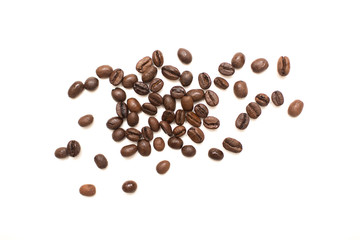 Coffee beans heap. Isolated on white background.