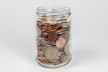 Euro Münzgeld im Glas