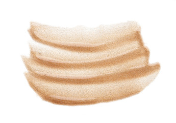 Smears and texture of gold lip gloss isolated on white background