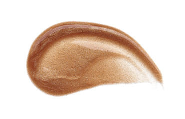 Smears and texture of gold lip gloss isolated on white background