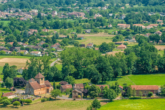 France, Lot, vallee de la Bave, view from the Ch&acirc;teau de Castelnau-Bretenoux (Camino de Santiago)