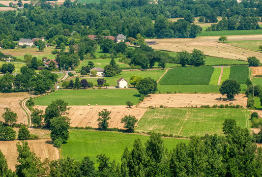 France, Lot, vallee de la Bave, view from the Ch&acirc;teau de Castelnau-Bretenoux (Camino de Santiago)