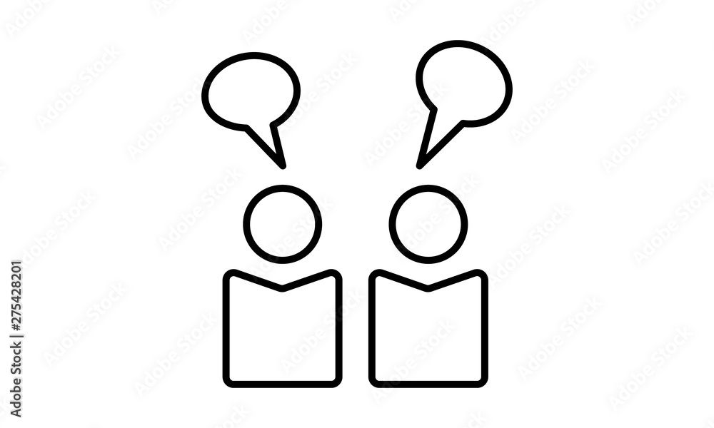Poster conversation between two men icon for dialogue and interaction