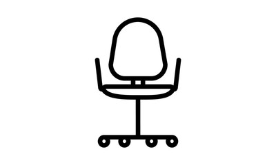 Office chair icon in thin line style for workspace and seating solutions
