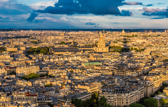 France, 7th arrondissement of Paris, view from the Eiffel Tower (Hotel des Invalides and eglise du Dome)