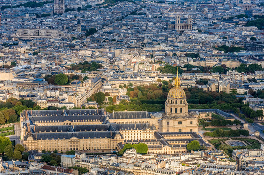 France, 7th arrondissement of Paris, view from the Eiffel Tower (Hotel des Invalides and eglise du Dome)