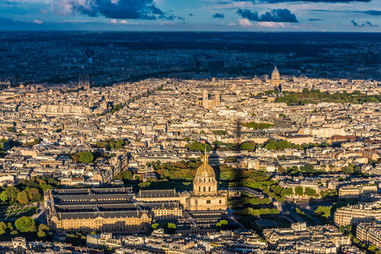 France, 7th arrondissement of Paris, view from the Eiffel Tower (Hotel des Invalides and eglise du Dome)
