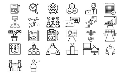 Business management icons pack for corporate and organizational concepts