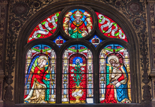 France, 1st arrondissement of Paris, Church of Saint-Eustache, stained-glass window of the chapel of the Virgin Mary