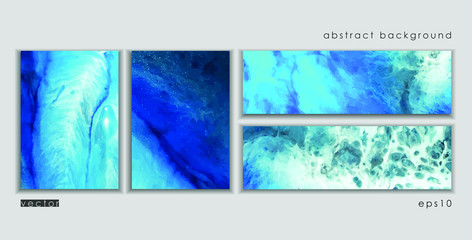 Vector cards. Set of templates brochure, cover and sheets. Abstract painted background. Liquid marble texture.  