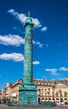 France, 1st arrondissement of Paris, place Vendome and colonne d'Austerlitz