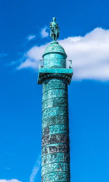France, 1st arrondissement of Paris, place Vendome and top of the colonne d'Austerlitz with the statue of Napoleon