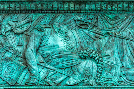 France, 1st arrondissement of Paris, place Vendome, bas-reliefs of the base of the colonne d'Austerlitz