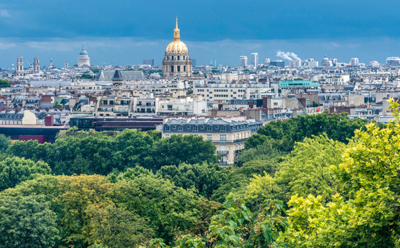 France, 7th arrondissement of Paris, aerial view of the Dome des Invalides from the Palais de Chaillot