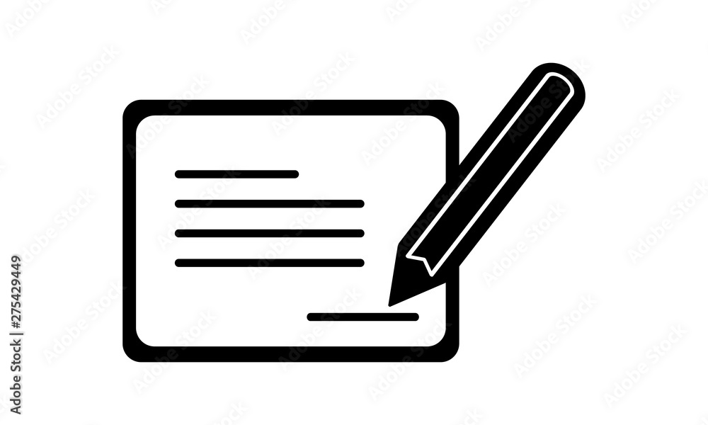 Poster pencil and document sketch icon for writing and editing