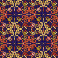 Talavera pattern. Azulejos portugal. Turkish ornament. Moroccan tile mosaic. Spanish porcelain. Ceramic tableware, folk print. Ethnic background. Mediterranean seamless wallpaper.