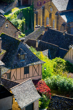 Europe,France,Midi-Pyrenees,Aveyron,Conques,Sainte-Foy, Saint James way, houses of the village