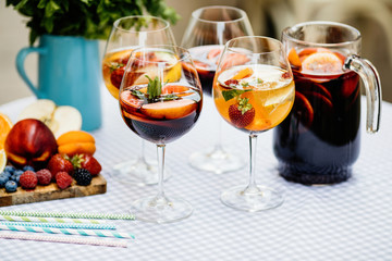 Refreshing summer drink. Summer drink from different citrus with