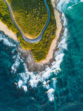 Die Great Ocean Road in Victoria Australien aus der Luft
