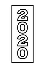 Line art vertical 2020 new year number symbol.