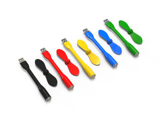 USB driver fan, mini USB fan mock up template on isolated white background, 3d illustration