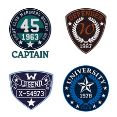 Obraz premium Sport themed patch set, suitable for college