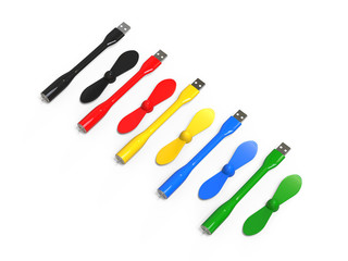 USB driver fan, mini USB fan mock up template on isolated white background, 3d illustration