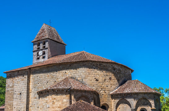 France, Dordogne, Perigord Vert, Saint-Jean-de-Cole (Plus Beau Village de France - Most Beautiful Village in France) church Saint Jean Baptiste (11th century)
