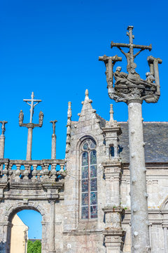 France, Brittany, Monts d'Arree, churchyard of Commana, details of the curch and of the martyrdom