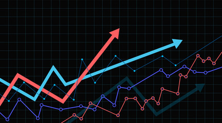 Abstract financial chart with arrows. Vector illustration.